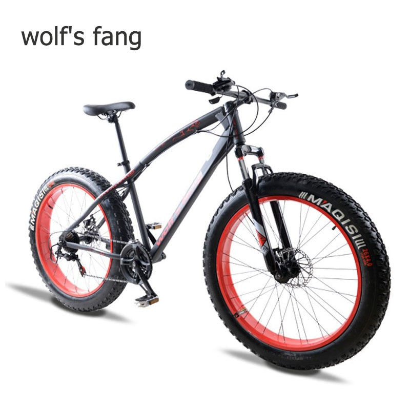 wolf's fang mountain bike 7/21/24 speed bicycle 26x4.0 fat bike Spring Fork snow bikes road bike Man Mechanical Disc Brake easy-smart-way.myshopify.com