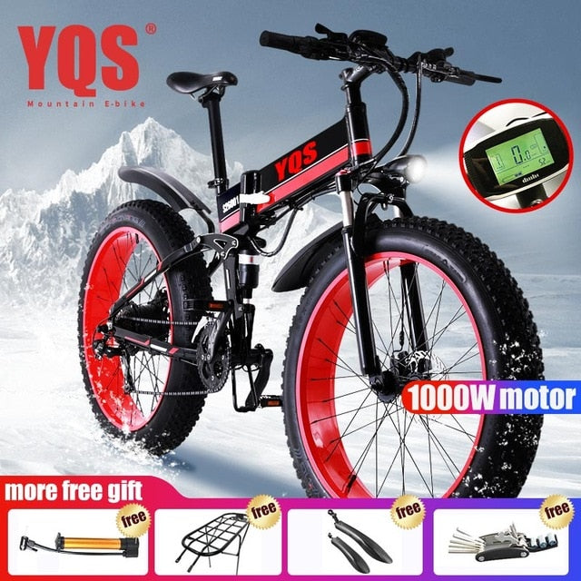 electric bike 1000W New Super Neve Snow bike  Electric Bike Ebike 48 V electric bicycle Increase tires easy-smart-way.myshopify.com