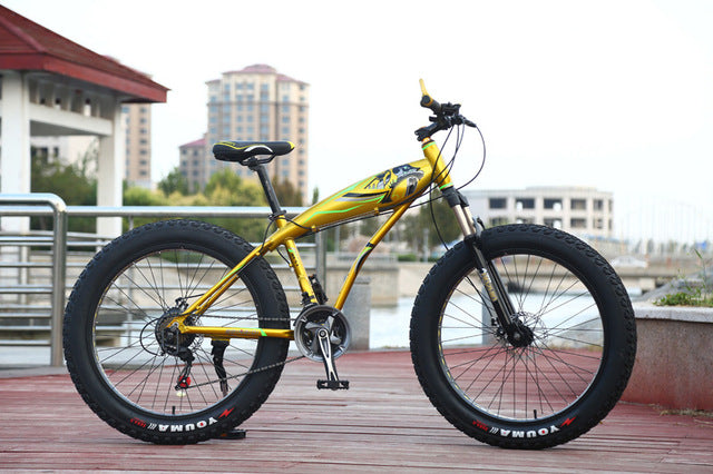 26 * 4.0 Fat bike 7/21/24/27 Speed Mountain bike Aluminum alloy Shock Absorbers Bicycle big tire Snow Bike easy-smart-way.myshopify.com
