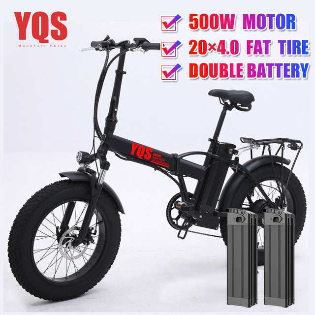 YQS New 500W 40KM/h snow mountain electric bike 20inch 4.0 fat tire ebike bicicleta eletrica beach electric bicycle easy-smart-way.myshopify.com