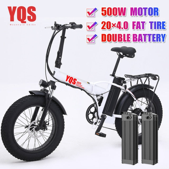 YQS New 500W 40KM/h snow mountain electric bike 20inch 4.0 fat tire ebike bicicleta eletrica beach electric bicycle easy-smart-way.myshopify.com