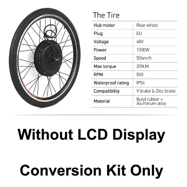 26x1.75'' Electric Bike Conversion Kit 1000W 48V Powerful Ebike Rear Wheel Brushless Controller Hub Electric Motor Wheel Kit easy-smart-way.myshopify.com