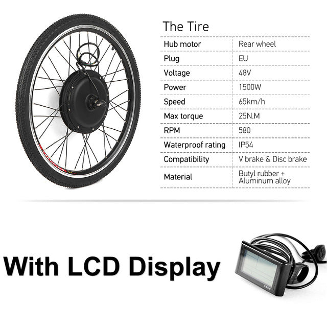 26x1.75'' Electric Bike Conversion Kit 1000W 48V Powerful Ebike Rear Wheel Brushless Controller Hub Electric Motor Wheel Kit easy-smart-way.myshopify.com