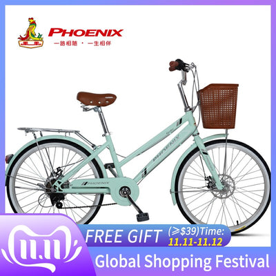 Phoenix 24-26'' Women Bike Road Bikes Retro Bike Ladies Bicycle Bicicleta Aluminium Double Disc Brake bisiklet bicicleta