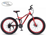 wolf's fang bicycle Mountain Bike 21 speed 26 4.0 frame fat bikes bicycle Snow bike Front and Rear Mechanical Disc Brade Male easy-smart-way.myshopify.com