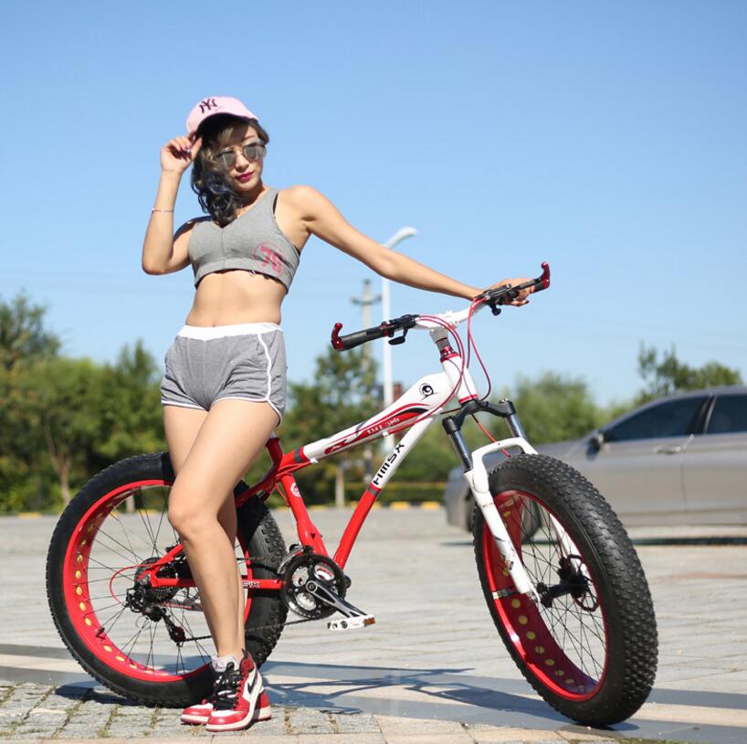 Snow Bike MTB 26x17" 7 21 24 27 speed double disc mountain Fat Bicycle Suspension Steel Frame 4" Tire aluminum wheel 24kgs easy-smart-way.myshopify.com