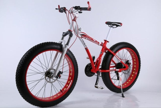 Snow Bike MTB 26x17" 7 21 24 27 speed double disc mountain Fat Bicycle Suspension Steel Frame 4" Tire aluminum wheel 24kgs easy-smart-way.myshopify.com