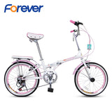 FOREVER Folding Bicycle Highcarbon Double Steel V-brake Variable Speed Bike ATA Speed7 Ladies Bike with Water Bottle Holder 20in easy-smart-way.myshopify.com