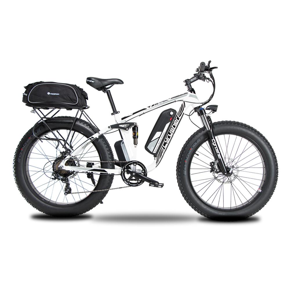 Cyrusher XF800 Electric Bicycle double Suspension 7 Speeds,Fat tire eBike, 750W 48V,smart computer speedometer electric bike easy-smart-way.myshopify.com