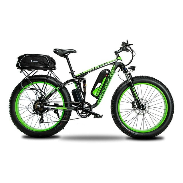 Cyrusher XF800 Electric Bicycle double Suspension 7 Speeds,Fat tire eBike, 750W 48V,smart computer speedometer electric bike easy-smart-way.myshopify.com