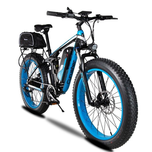 Cyrusher XF800 Electric Bicycle double Suspension 7 Speeds,Fat tire eBike, 750W 48V,smart computer speedometer electric bike easy-smart-way.myshopify.com