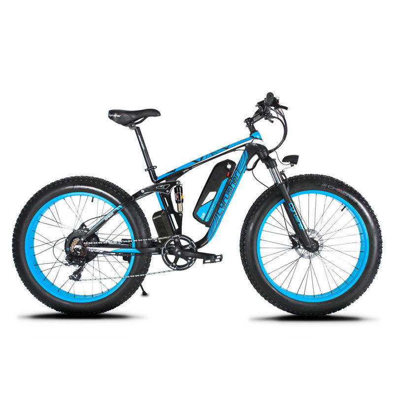Cyrusher Upgrade XF800 750W 48V Electric Bike Full Suspension frame 7 Speeds widewheel road Bike outdoor smart speedometer Ebike easy-smart-way.myshopify.com