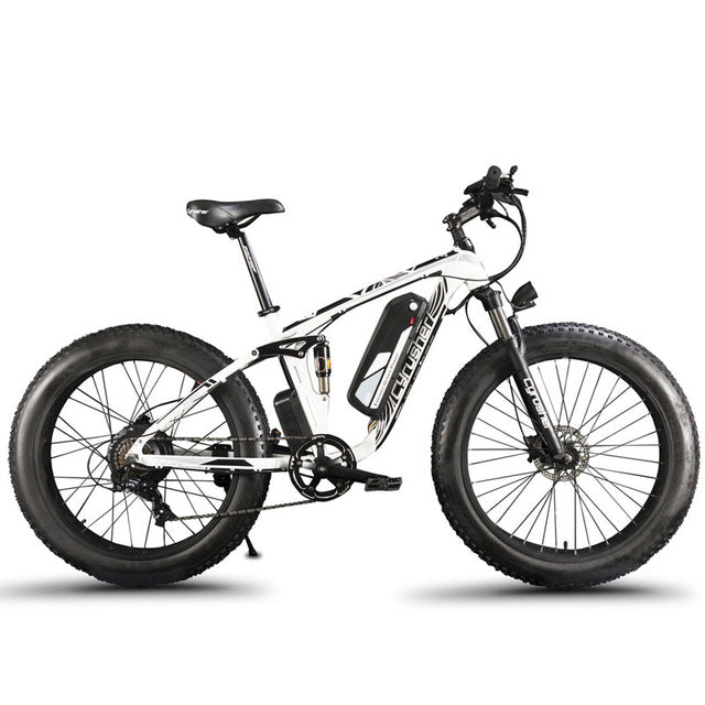 Cyrusher Upgrade XF800 750W 48V Electric Bike Full Suspension frame 7 Speeds widewheel road Bike outdoor smart speedometer Ebike easy-smart-way.myshopify.com