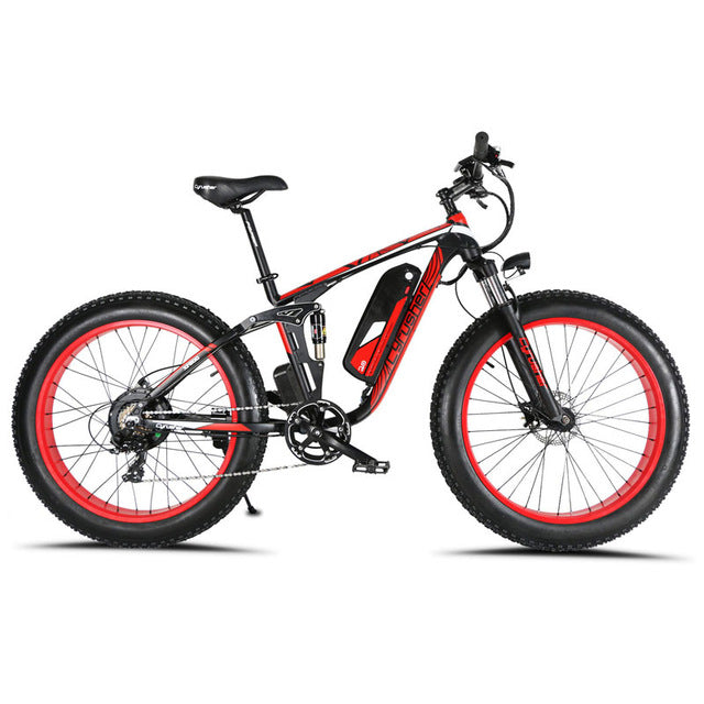 Cyrusher Upgrade XF800 750W 48V Electric Bike Full Suspension frame 7 Speeds widewheel road Bike outdoor smart speedometer Ebike easy-smart-way.myshopify.com