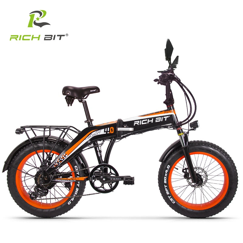 RICHBIT 500W 48V 20inch Fat Tire ebike Electric Bike Folding Snow Electric Bicycle Suspension Turning lights Mirrror Disc Brake easy-smart-way.myshopify.com