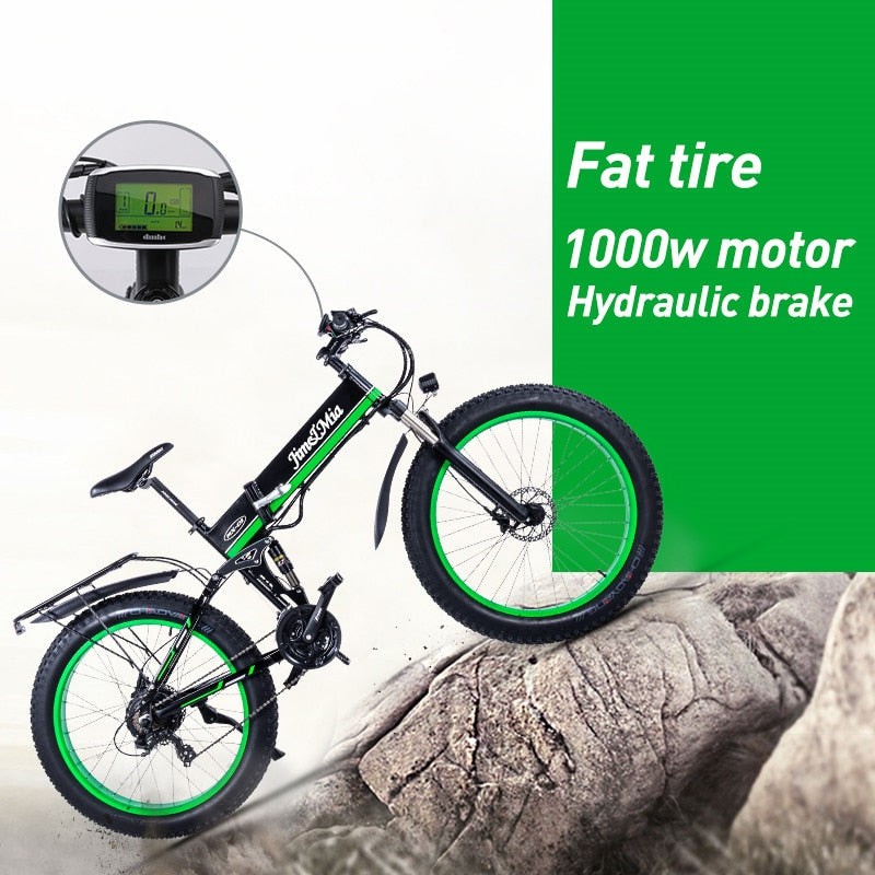 Electric snow  bike  Fat folding  bicycle 48V*500w lithium battery  aluminum frame and LED light SHIMANO transmission easy-smart-way.myshopify.com