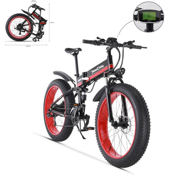 Electric snow  bike  Fat folding  bicycle 48V*500w lithium battery  aluminum frame and LED light SHIMANO transmission easy-smart-way.myshopify.com