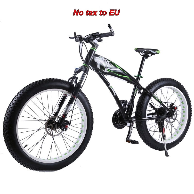 26 * 4.0 Fat bike 7/21/24/27 Speed Mountain bike Aluminum alloy Shock Absorbers Bicycle big tire Snow Bike easy-smart-way.myshopify.com