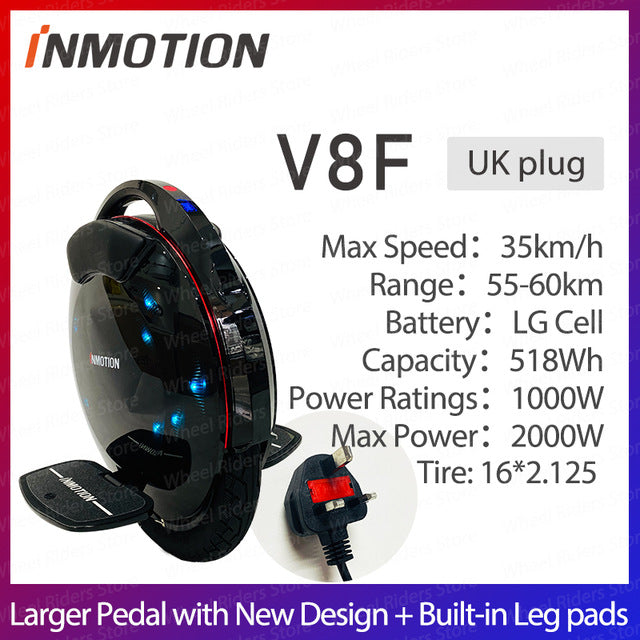 Original INMOTION V8F unicycle 2020 new arrival widen pedal built in legpads one wheel eletric balance wheel electric easy-smart-way.myshopify.com