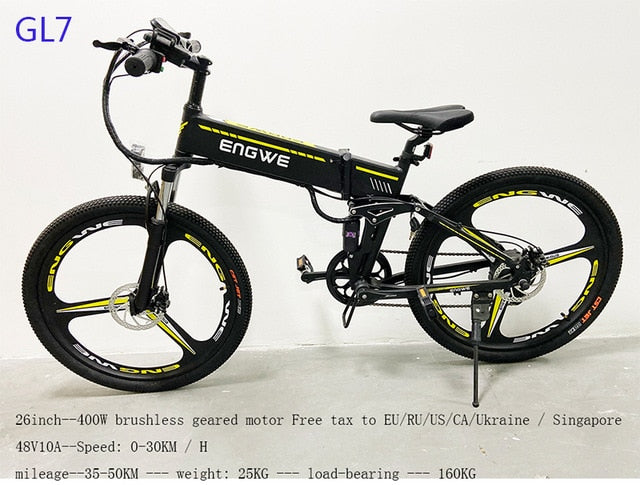 Electric Bike 48V12.5A Lithium Battery 26inch Aluminum Folding Electric Bicycle 400W Powerful Mountain ebike Snow /beach e bike easy-smart-way.myshopify.com