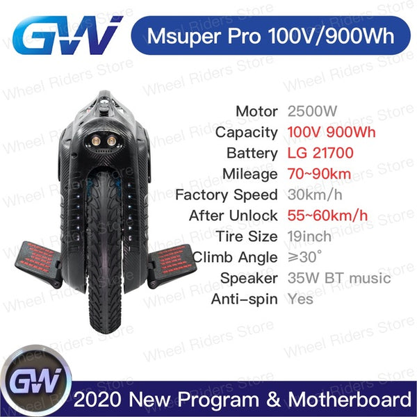 Gotway Msuper Pro 100V 1800wh 19inch Electric unicycle self-balancing scooter 2500W motor 21700 battery Lift up switch monowheel easy-smart-way.myshopify.com