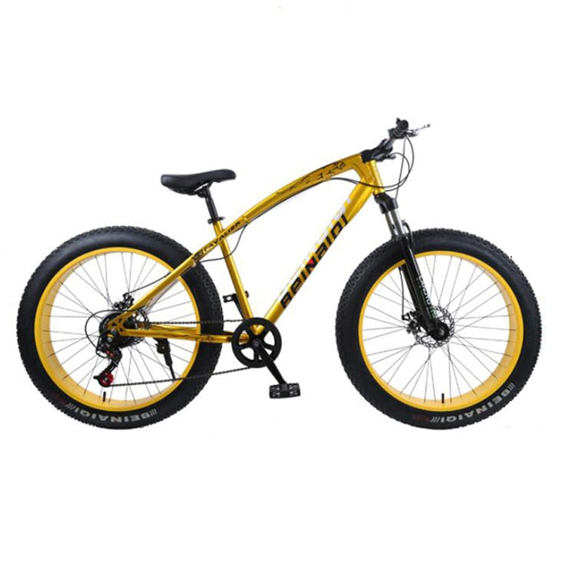 Snow beach mountain bike 24or26 inch 4.0 fat tire 7/21/24 speed high carbon steel frame double disc brake sandy mountain bicycle