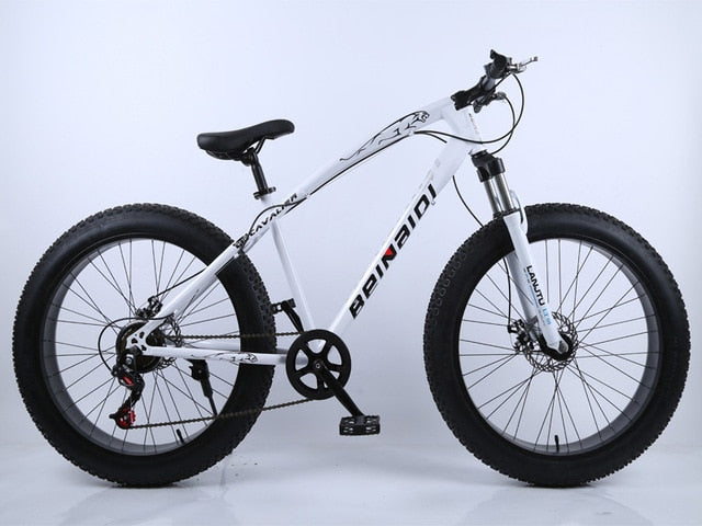 Snow beach mountain bike 24or26 inch 4.0 fat tire 7/21/24 speed high carbon steel frame double disc brake sandy mountain bicycle
