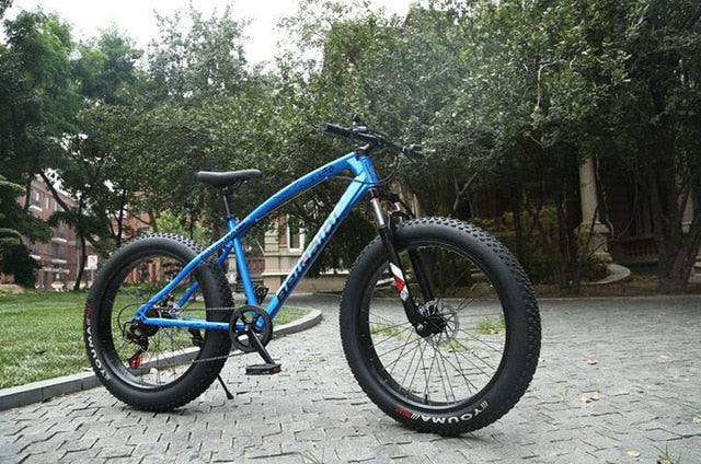 Snow beach mountain bike 24or26 inch 4.0 fat tire 7/21/24 speed high carbon steel frame double disc brake sandy mountain bicycle