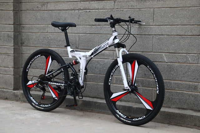 21 speed folding mountain bike 24 and 26 inch bicycle double disc brakes cycling bicycle folding mountain bike easy-smart-way.myshopify.com