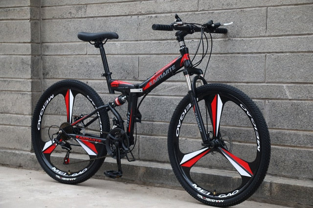 21 speed folding mountain bike 24 and 26 inch bicycle double disc brakes cycling bicycle folding mountain bike easy-smart-way.myshopify.com