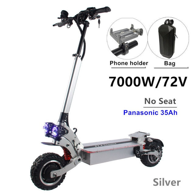 72v Dual Motor 7000W Electric Scooter with dual engines 11inch wheels double drive LED pedal kick electric scooter electrico