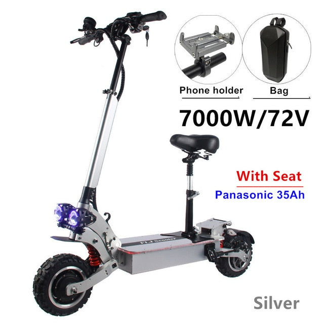 72v Dual Motor 7000W Electric Scooter with dual engines 11inch wheels double drive LED pedal kick electric scooter electrico