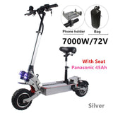 72v Dual Motor 7000W Electric Scooter with dual engines 11inch wheels double drive LED pedal kick electric scooter electrico