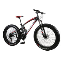 26 inch fat bike adult fat tire snow beaches mountain bike 7/21/24/27 speed Double disc brake carbon steel frame student bicycle