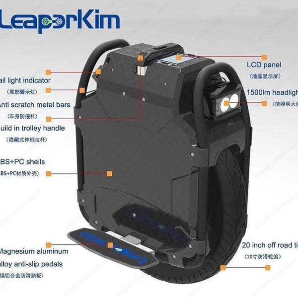 LeaperKim Veteran sherman Electric unicycle 100.8V 3200WH,motor power 2500W,Off-road,20-inch,NCR18650GA battery,max 70km/h easy-smart-way.myshopify.com
