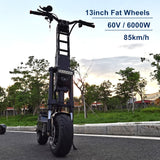 13inch Wheels E Scooter with 6000W/60V 85km/h 90-120kms range Dual Engine Fat tire Electric Scooter