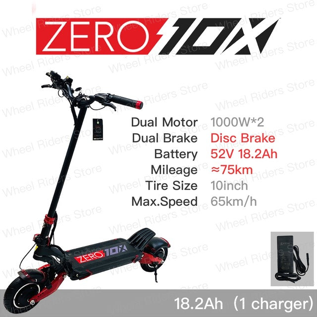 Original ZERO 10X scooter electric two wheel kick scooter skate board dual motor 2000w hydraulic brake disc brake high speed easy-smart-way.myshopify.com