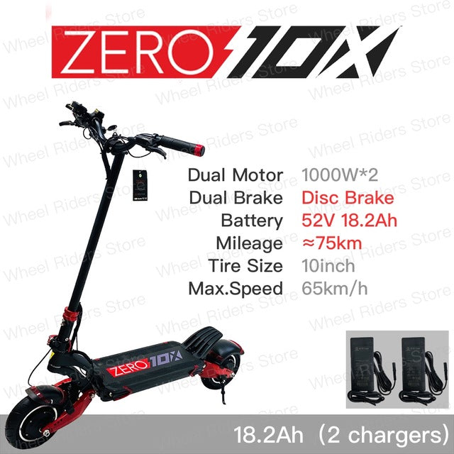 Original ZERO 10X scooter electric two wheel kick scooter skate board dual motor 2000w hydraulic brake disc brake high speed easy-smart-way.myshopify.com