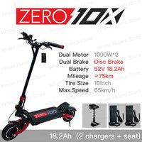 Original ZERO 10X scooter electric two wheel kick scooter skate board dual motor 2000w hydraulic brake disc brake high speed easy-smart-way.myshopify.com