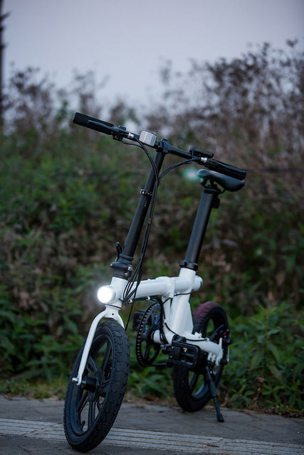 Folding electric bicycle 16 inch aluminum alloy electric bike front and rear double lamp ebike riding travel electric bicycle easy-smart-way.myshopify.com