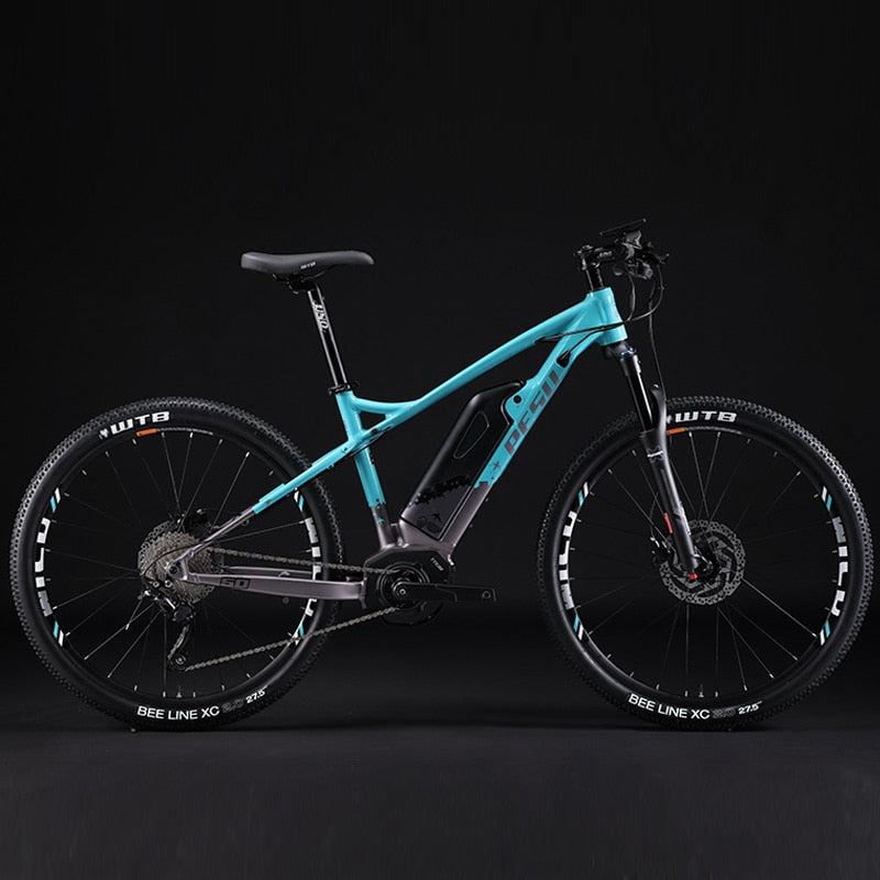 27.5inch XC mountain ebike 350w Mid -motor smart electric mountian bicycle  PESU E-BIKE 500wh lithium battery max speed 50km/h