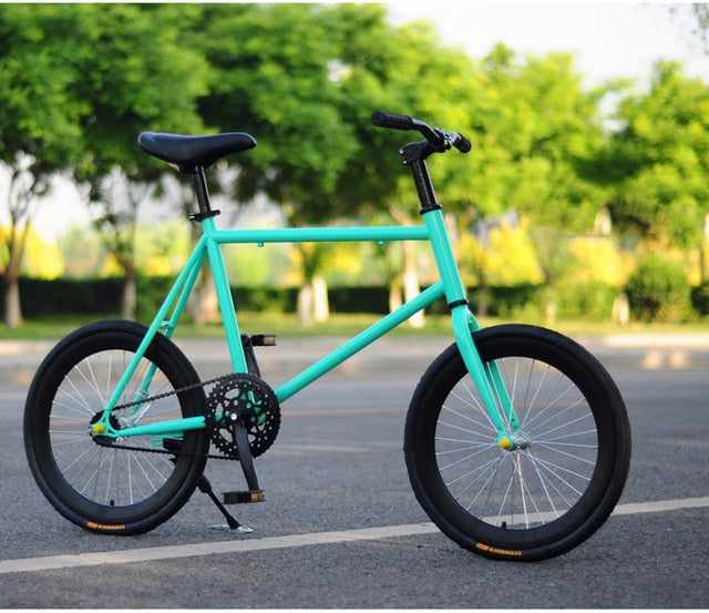 CHREAL Student Adult Fixed Gear Bicycle Mountain Bike Extreme Sport Road Bicycle Men 20 Inch Wheel Double V Brake Front ForkRide