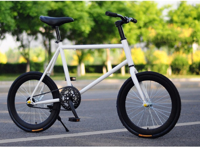 CHREAL Student Adult Fixed Gear Bicycle Mountain Bike Extreme Sport Road Bicycle Men 20 Inch Wheel Double V Brake Front ForkRide