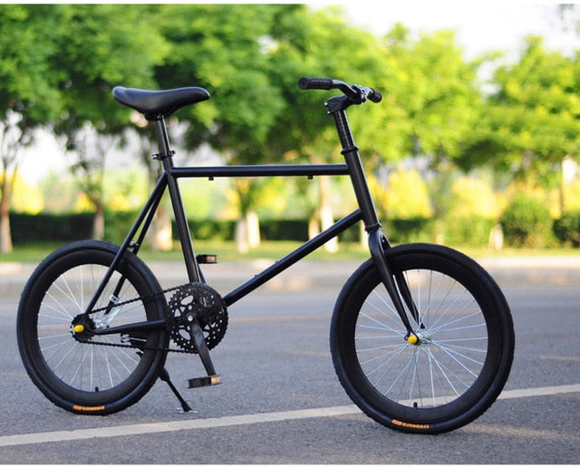 CHREAL Student Adult Fixed Gear Bicycle Mountain Bike Extreme Sport Road Bicycle Men 20 Inch Wheel Double V Brake Front ForkRide