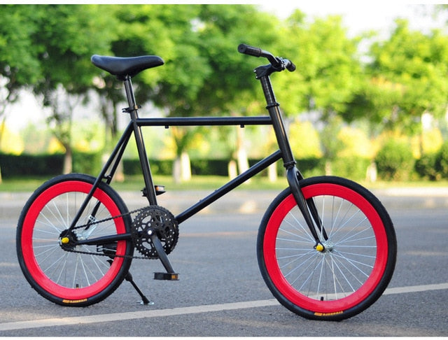 CHREAL Student Adult Fixed Gear Bicycle Mountain Bike Extreme Sport Road Bicycle Men 20 Inch Wheel Double V Brake Front ForkRide