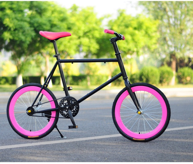 CHREAL Student Adult Fixed Gear Bicycle Mountain Bike Extreme Sport Road Bicycle Men 20 Inch Wheel Double V Brake Front ForkRide