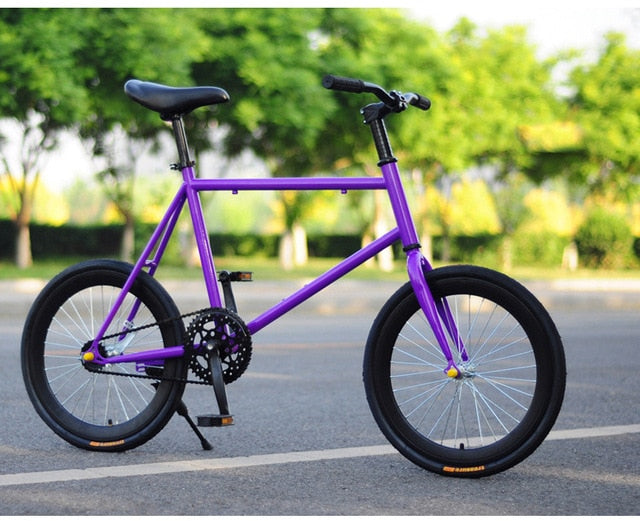 CHREAL Student Adult Fixed Gear Bicycle Mountain Bike Extreme Sport Road Bicycle Men 20 Inch Wheel Double V Brake Front ForkRide
