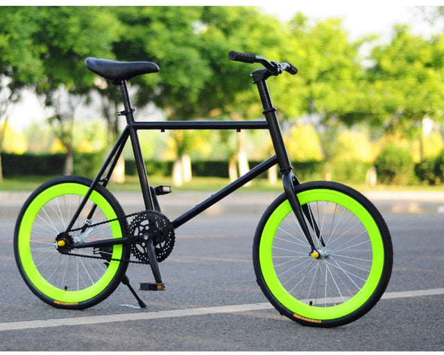 CHREAL Student Adult Fixed Gear Bicycle Mountain Bike Extreme Sport Road Bicycle Men 20 Inch Wheel Double V Brake Front ForkRide