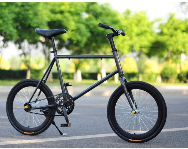 CHREAL Student Adult Fixed Gear Bicycle Mountain Bike Extreme Sport Road Bicycle Men 20 Inch Wheel Double V Brake Front ForkRide