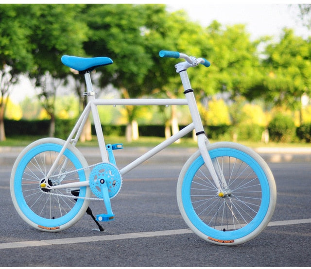 CHREAL Student Adult Fixed Gear Bicycle Mountain Bike Extreme Sport Road Bicycle Men 20 Inch Wheel Double V Brake Front ForkRide